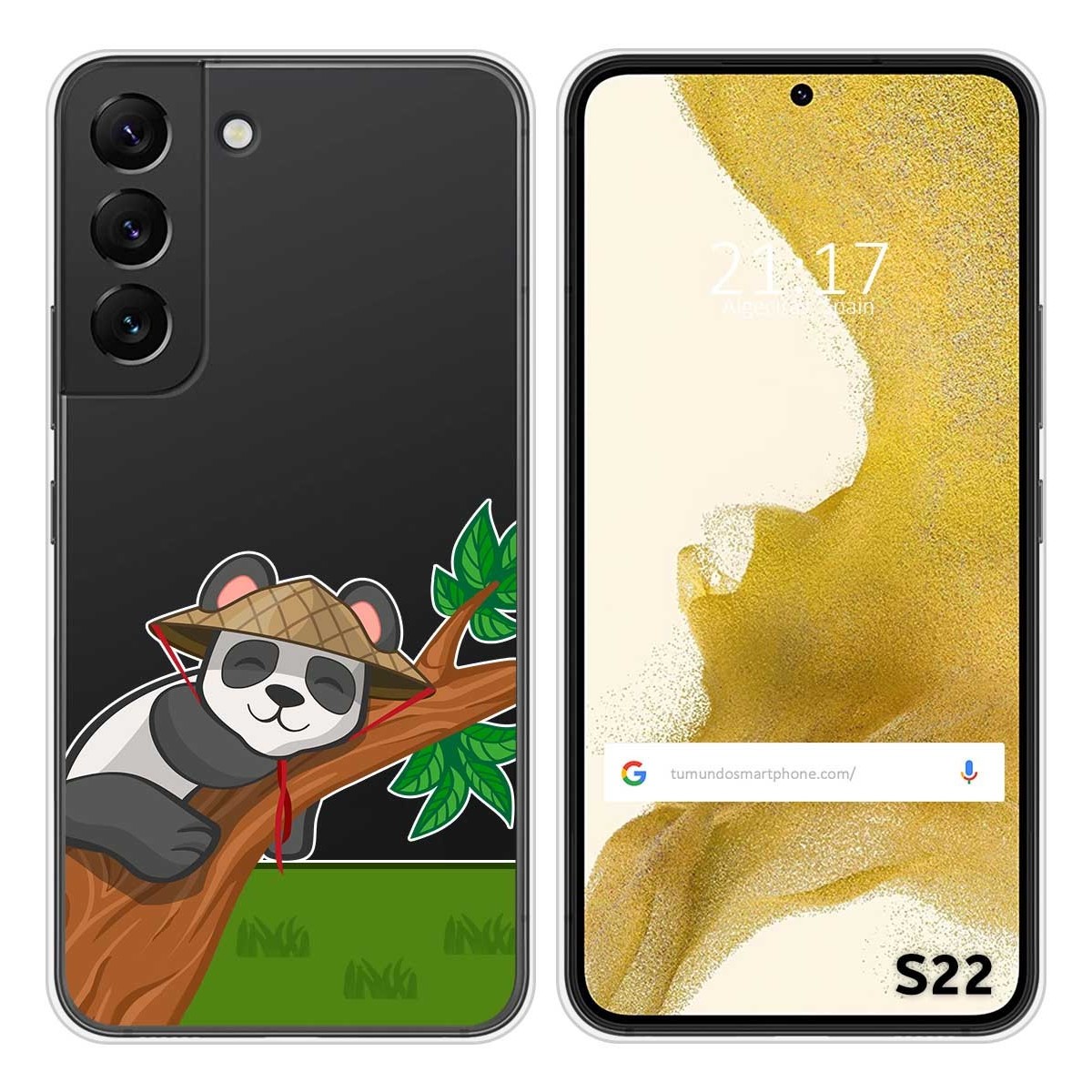Funda Silicona Transparente para Samsung Galaxy S22 5G diseño Panda Dibujos