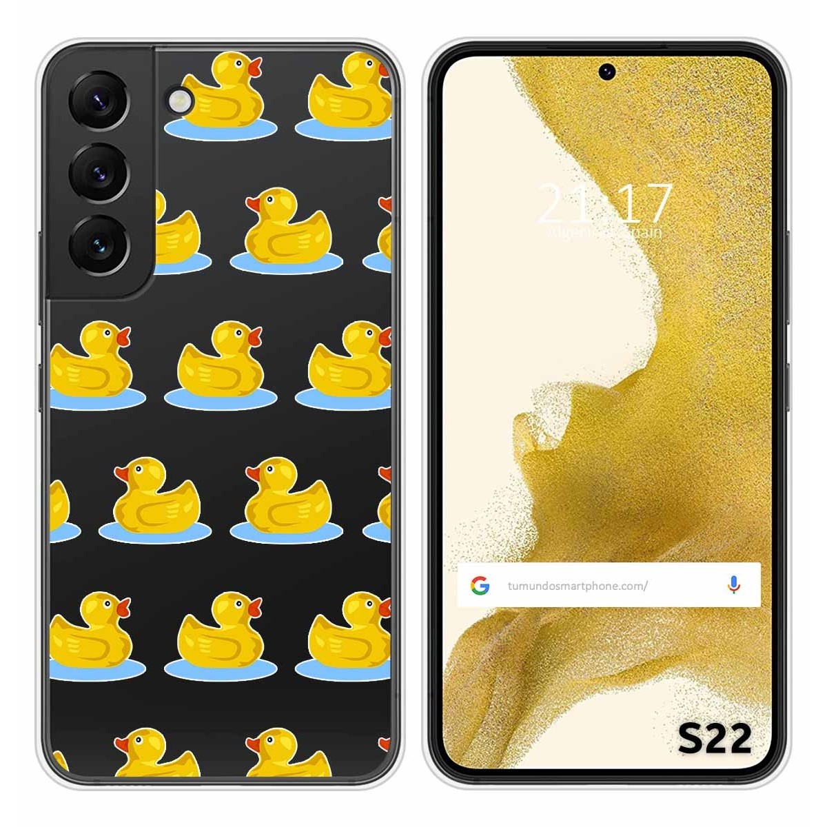 Funda Silicona Transparente para Samsung Galaxy S22 5G diseño Pato Dibujos