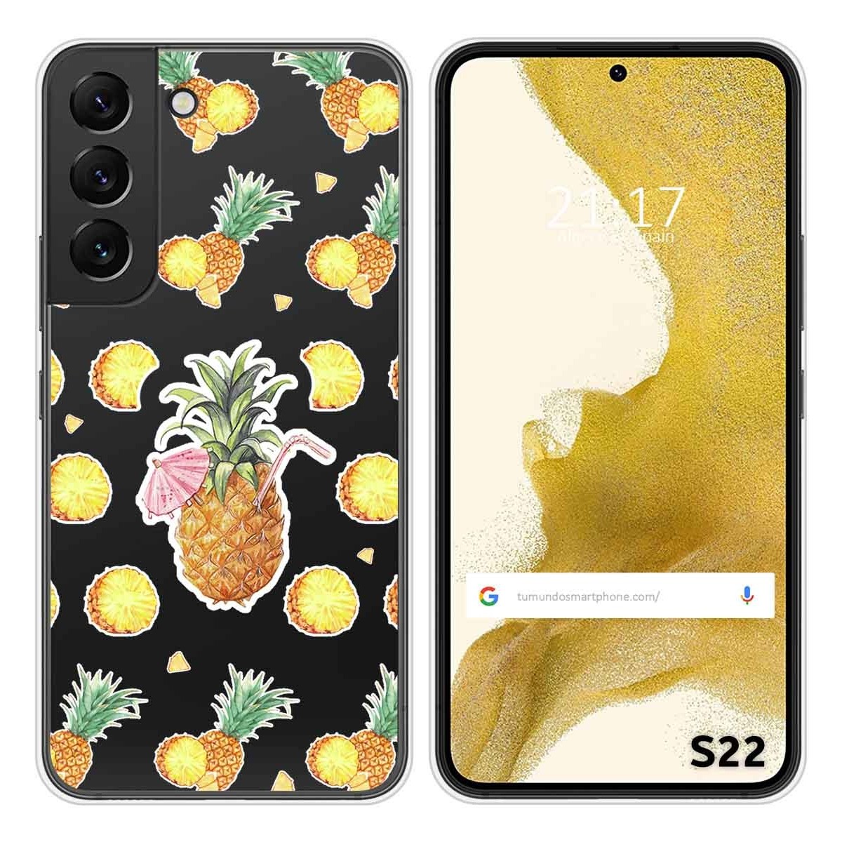 Funda Silicona Transparente para Samsung Galaxy S22 5G diseño Piña Dibujos