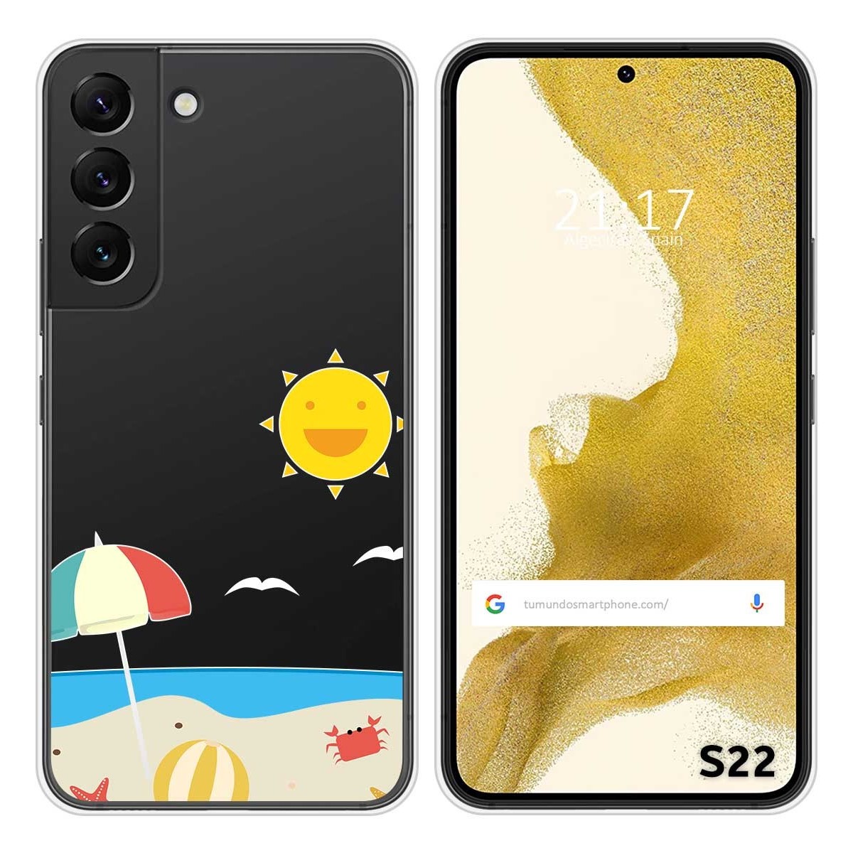 Funda Silicona Transparente para Samsung Galaxy S22 5G diseño Playa Dibujos