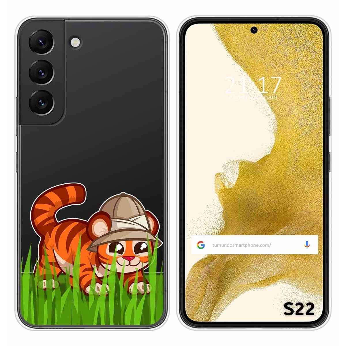 Funda Silicona Transparente para Samsung Galaxy S22 5G diseño Tigre Dibujos
