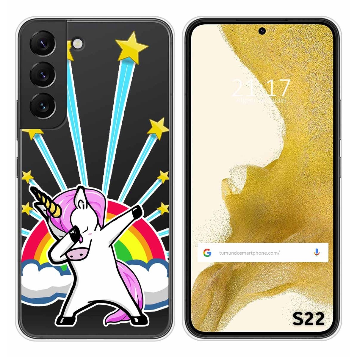 Funda Silicona Transparente para Samsung Galaxy S22 5G diseño Unicornio Dibujos