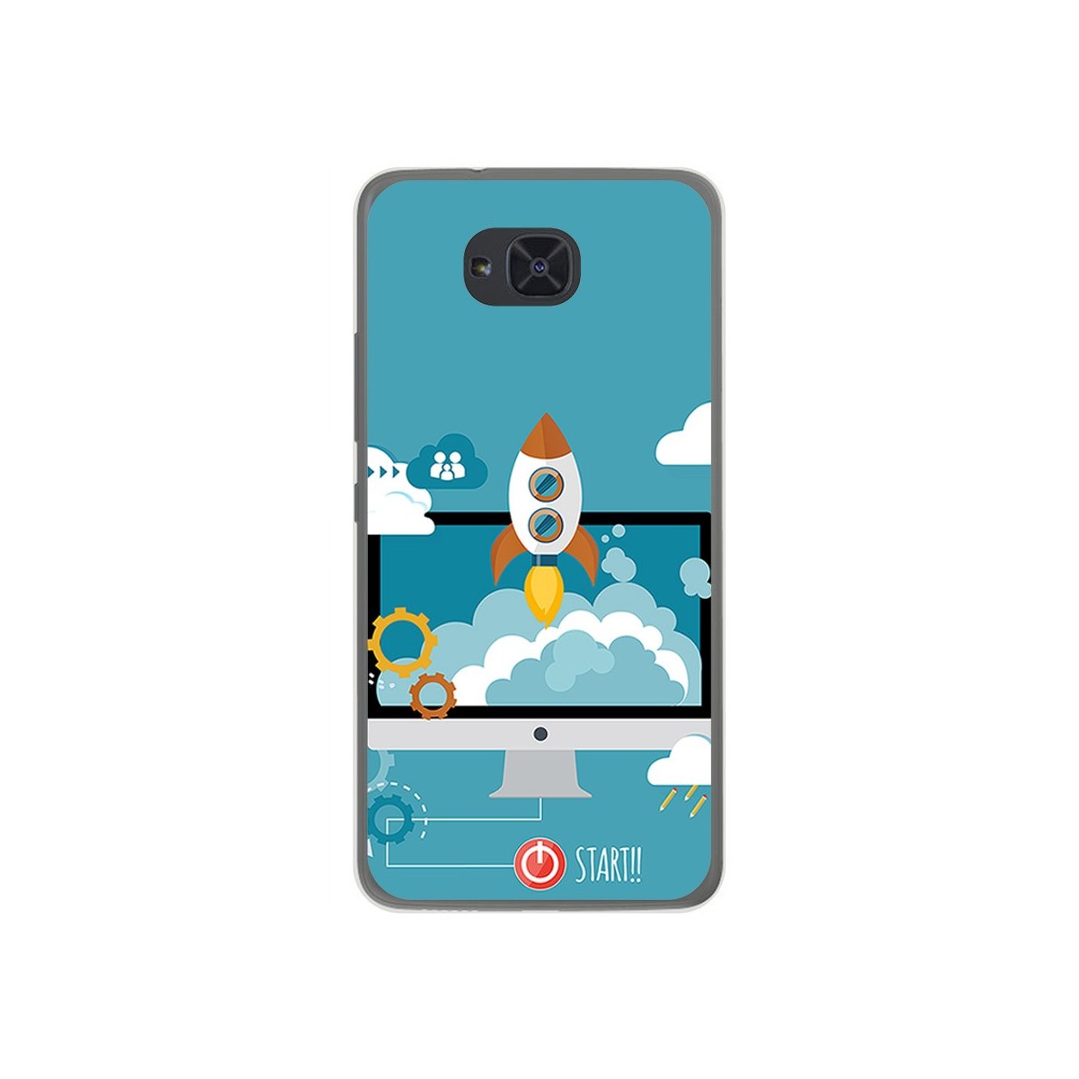 Funda Gel Tpu para Bq Aquaris U2 / U2 Lite Diseño Cohete Dibujos