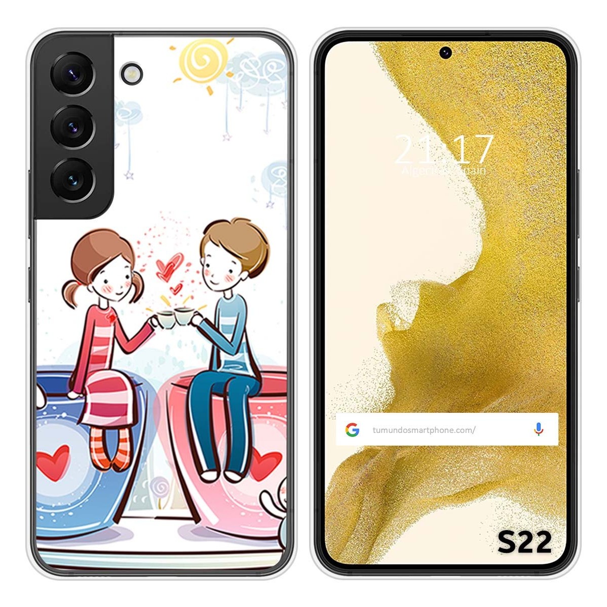 Funda Silicona para Samsung Galaxy S22 5G diseño Café Dibujos