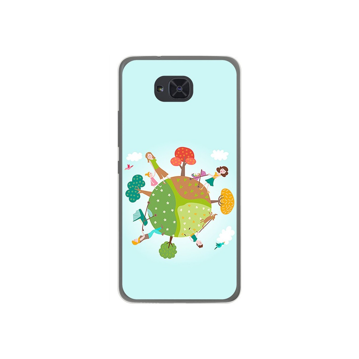 Funda Gel Tpu para Bq Aquaris U2 / U2 Lite Diseño Familia Dibujos
