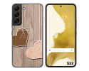 Funda Silicona para Samsung Galaxy S22 5G diseño Corazones Madera Dibujos
