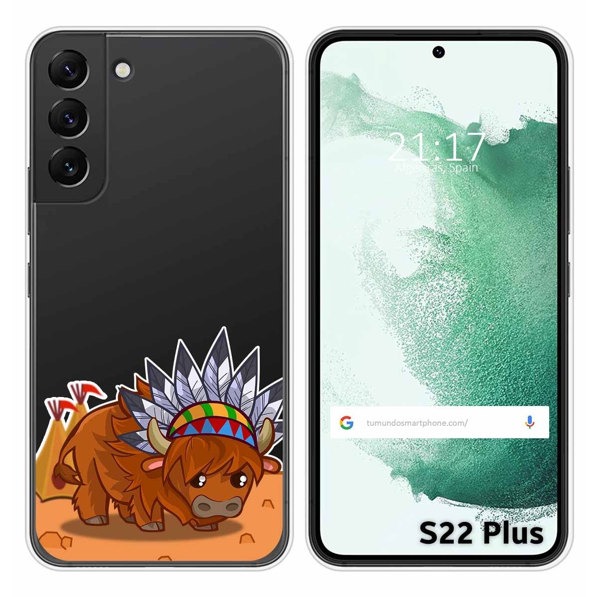 Funda Silicona Transparente para Samsung Galaxy S22 Plus 5G diseño Bufalo Dibujos