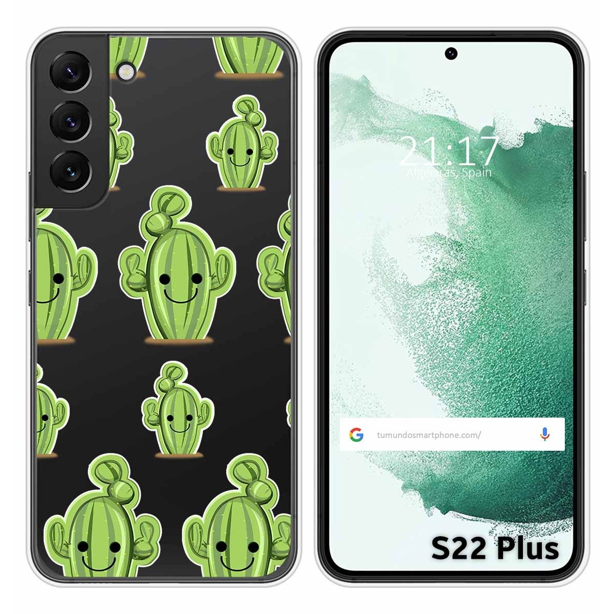 Funda Silicona Transparente para Samsung Galaxy S22 Plus 5G diseño Cactus Dibujos