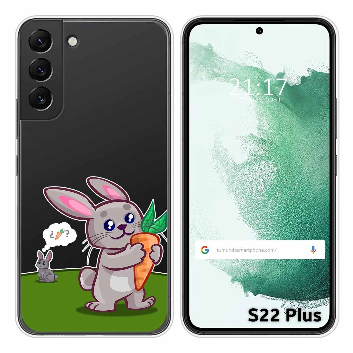 Funda Silicona Transparente para Samsung Galaxy S22 Plus 5G diseño Conejo Dibujos