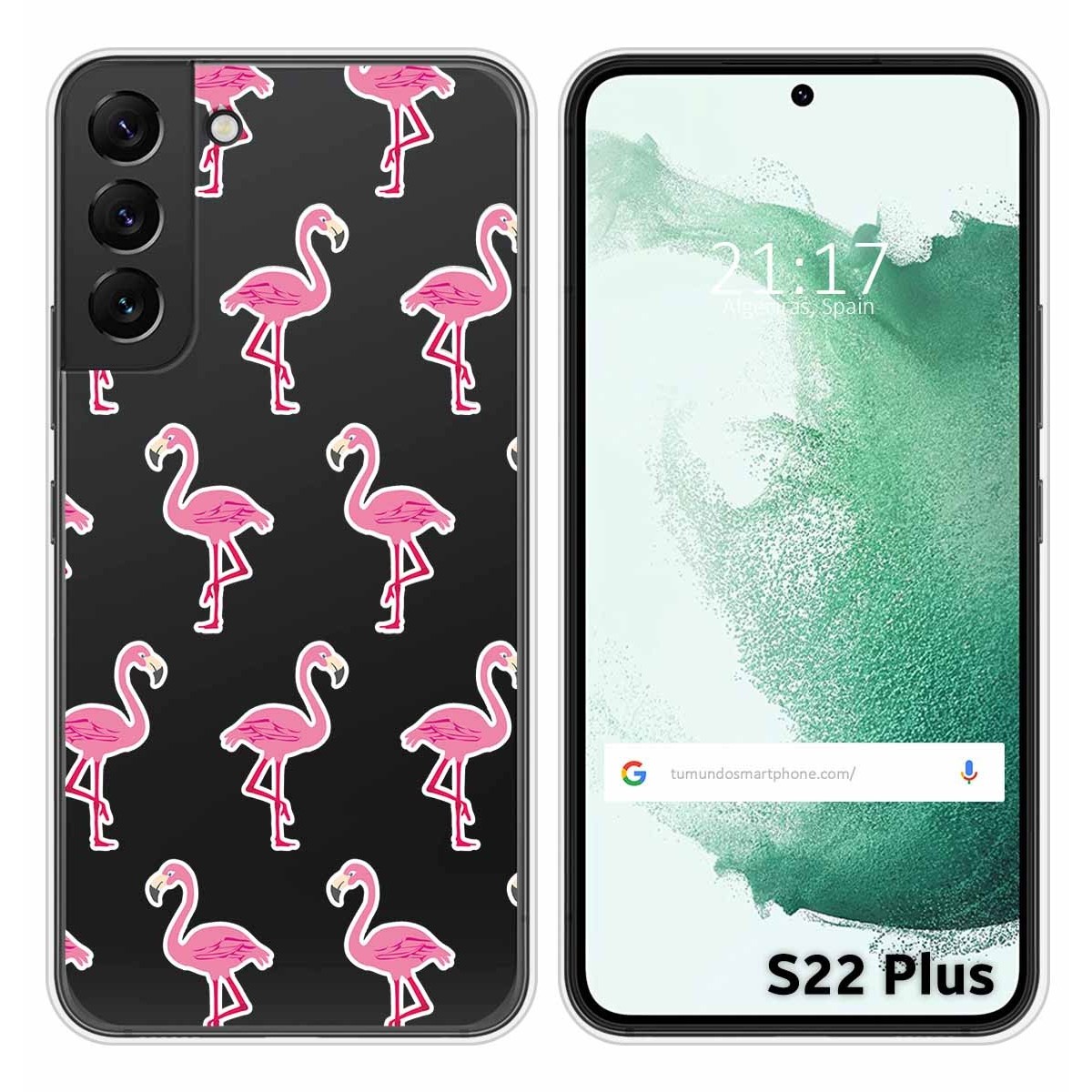 Funda Silicona Transparente para Samsung Galaxy S22 Plus 5G diseño Flamenco Dibujos