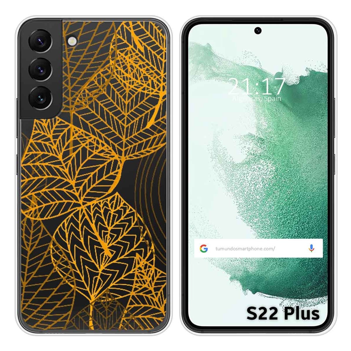 Funda Silicona Transparente para Samsung Galaxy S22 Plus 5G diseño Hojas Dibujos