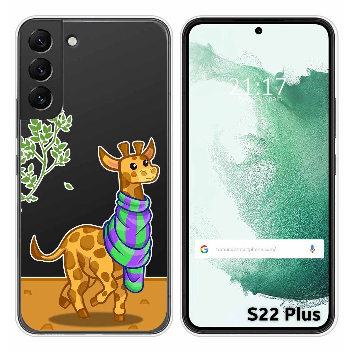 Funda Silicona Transparente para Samsung Galaxy S22 Plus 5G diseño Jirafa Dibujos