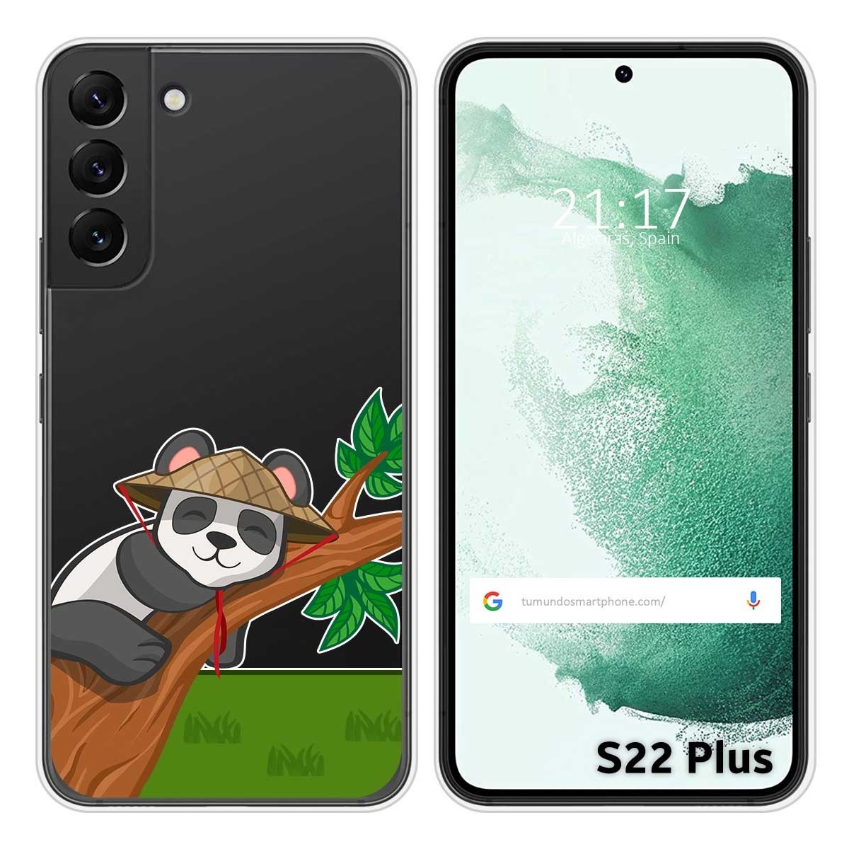 Funda Silicona Transparente para Samsung Galaxy S22 Plus 5G diseño Panda Dibujos