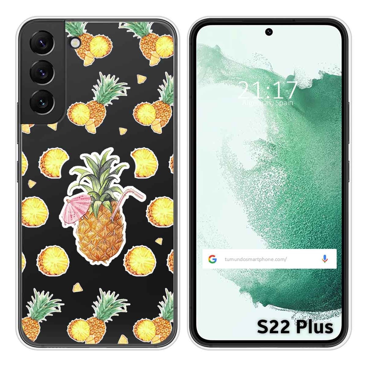 Funda Silicona Transparente para Samsung Galaxy S22 Plus 5G diseño Piña Dibujos