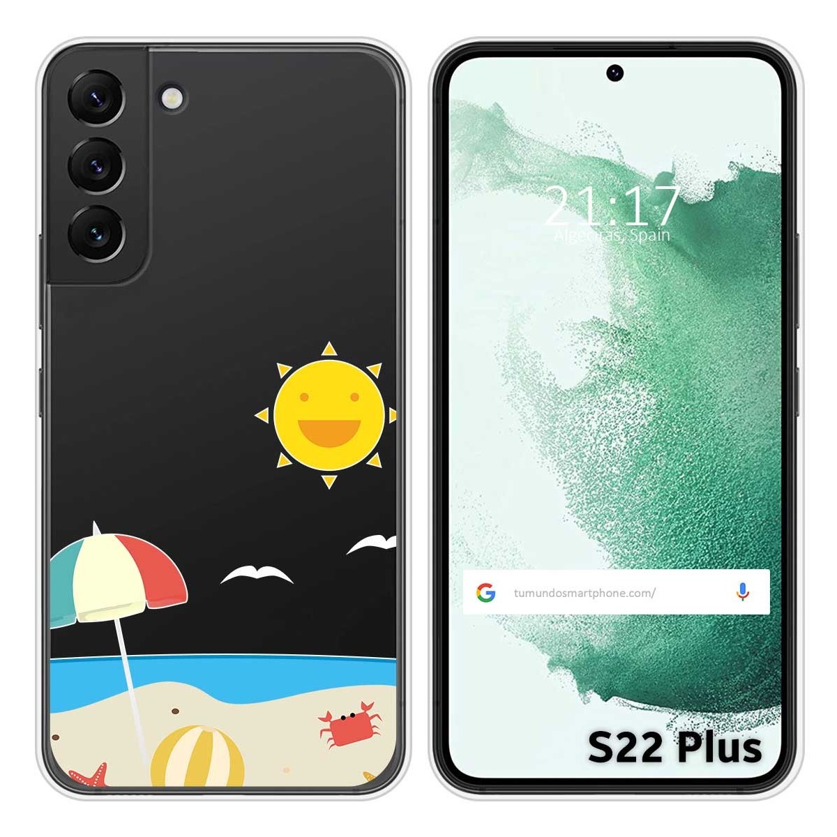 Funda Silicona Transparente para Samsung Galaxy S22 Plus 5G diseño Playa Dibujos