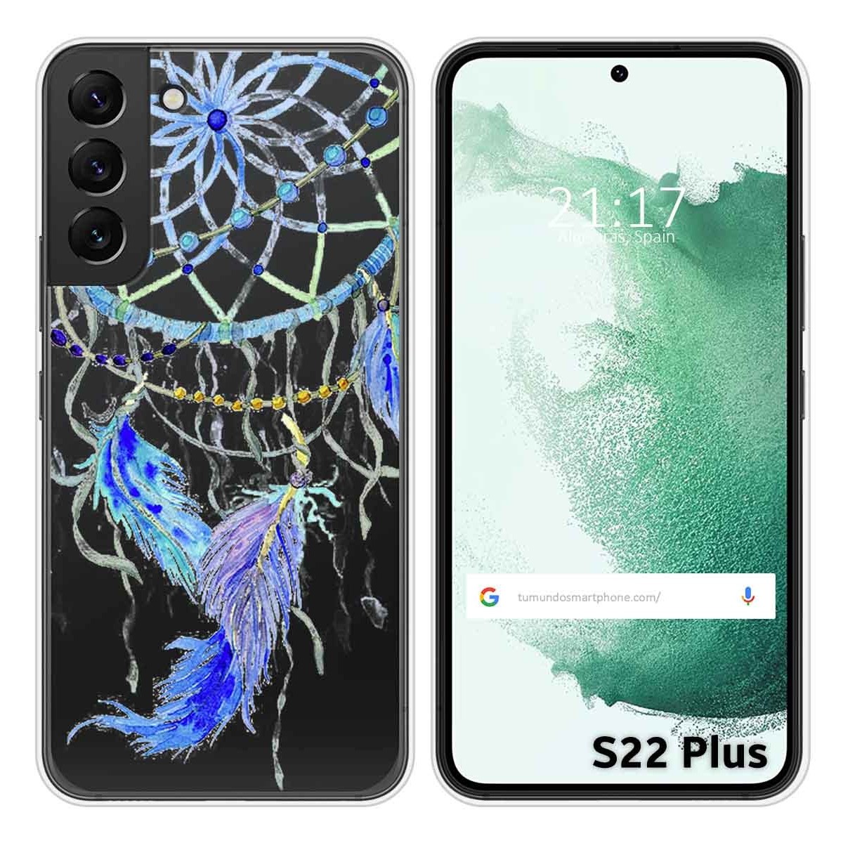Funda Silicona Transparente para Samsung Galaxy S22 Plus 5G diseño Plumas Dibujos