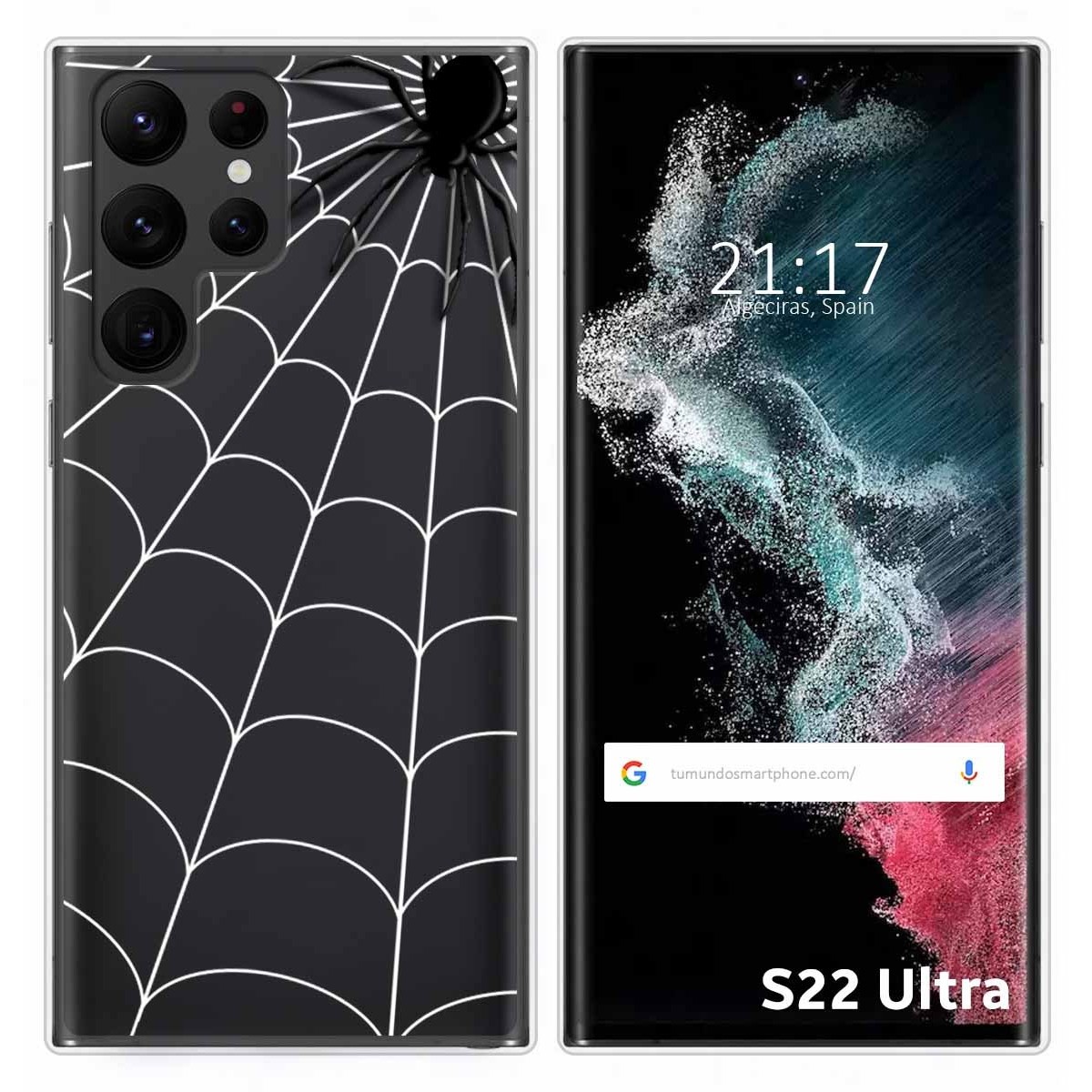Funda Silicona Transparente para Samsung Galaxy S22 Ultra 5G diseño Araña Dibujos