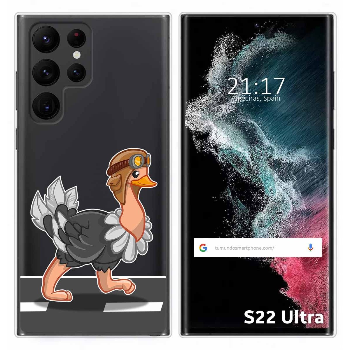 Funda Silicona Transparente para Samsung Galaxy S22 Ultra 5G diseño Avestruz Dibujos