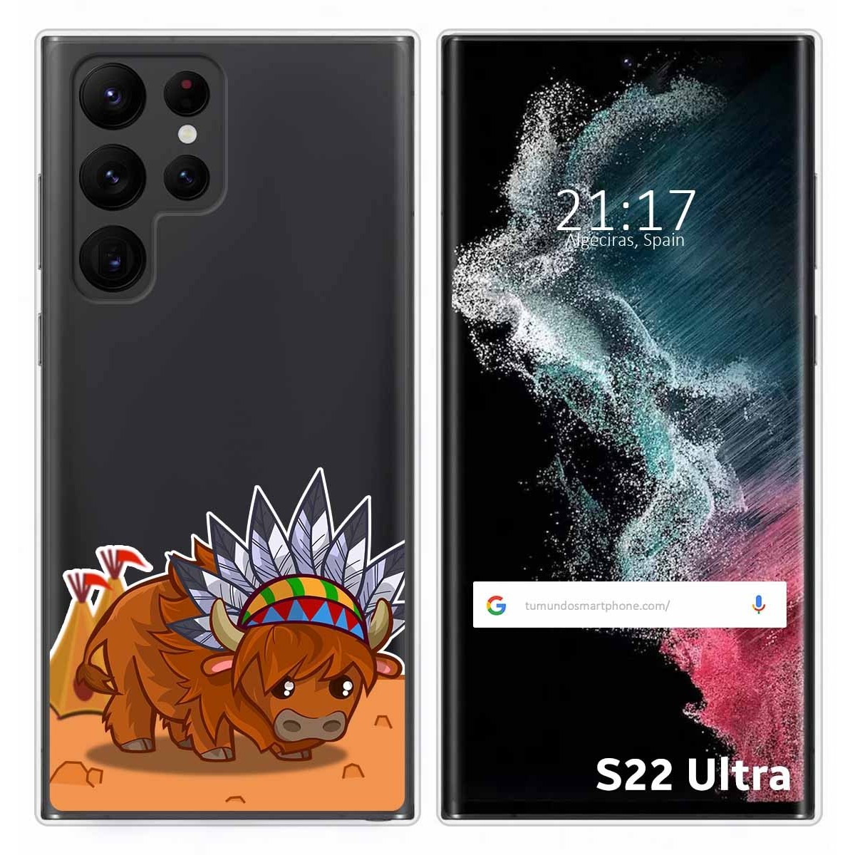 Funda Silicona Transparente para Samsung Galaxy S22 Ultra 5G diseño Bufalo Dibujos