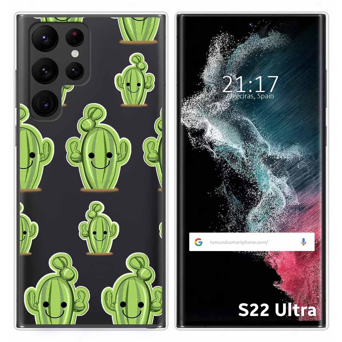 Funda Silicona Transparente para Samsung Galaxy S22 Ultra 5G diseño Cactus Dibujos