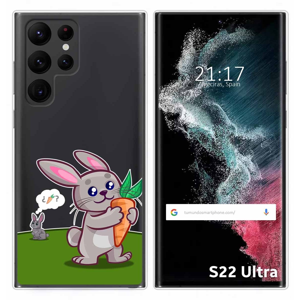 Funda Silicona Transparente para Samsung Galaxy S22 Ultra 5G diseño Conejo Dibujos