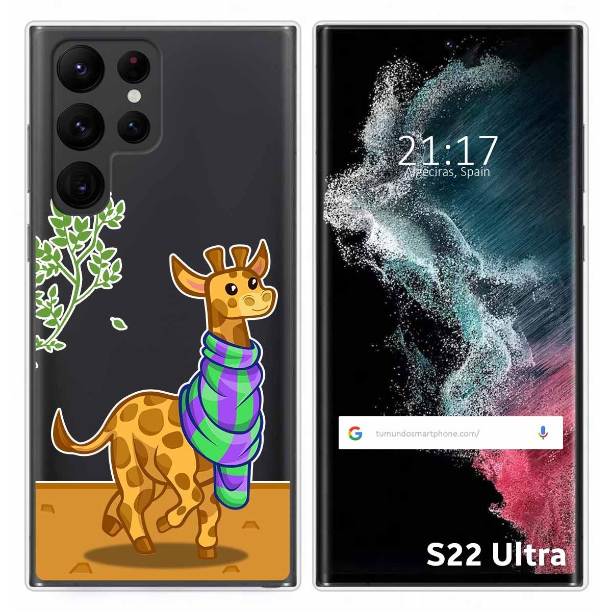Funda Silicona Transparente para Samsung Galaxy S22 Ultra 5G diseño Jirafa Dibujos