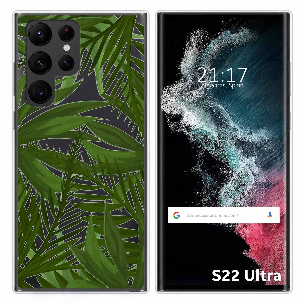 Funda Silicona Transparente para Samsung Galaxy S22 Ultra 5G diseño Jungla Dibujos