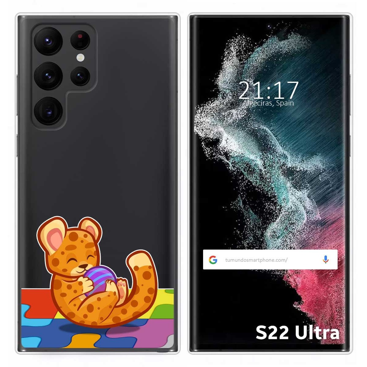 Funda Silicona Transparente para Samsung Galaxy S22 Ultra 5G diseño Leopardo Dibujos