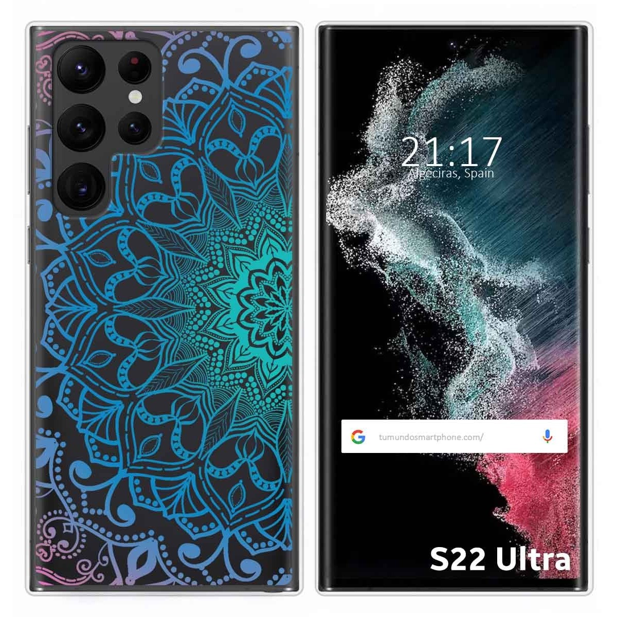 Funda Silicona Transparente para Samsung Galaxy S22 Ultra 5G diseño Mandala Dibujos