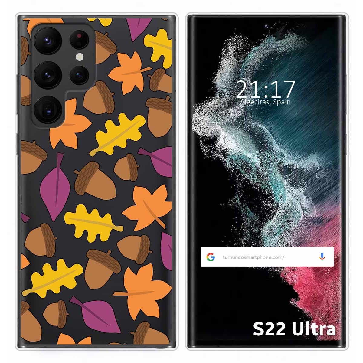 Funda Silicona Transparente para Samsung Galaxy S22 Ultra 5G diseño Otoño Dibujos