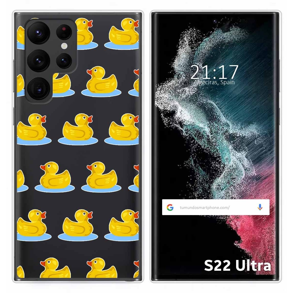 Funda Silicona Transparente para Samsung Galaxy S22 Ultra 5G diseño Pato Dibujos
