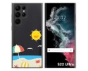 Funda Silicona Transparente para Samsung Galaxy S22 Ultra 5G diseño Playa Dibujos