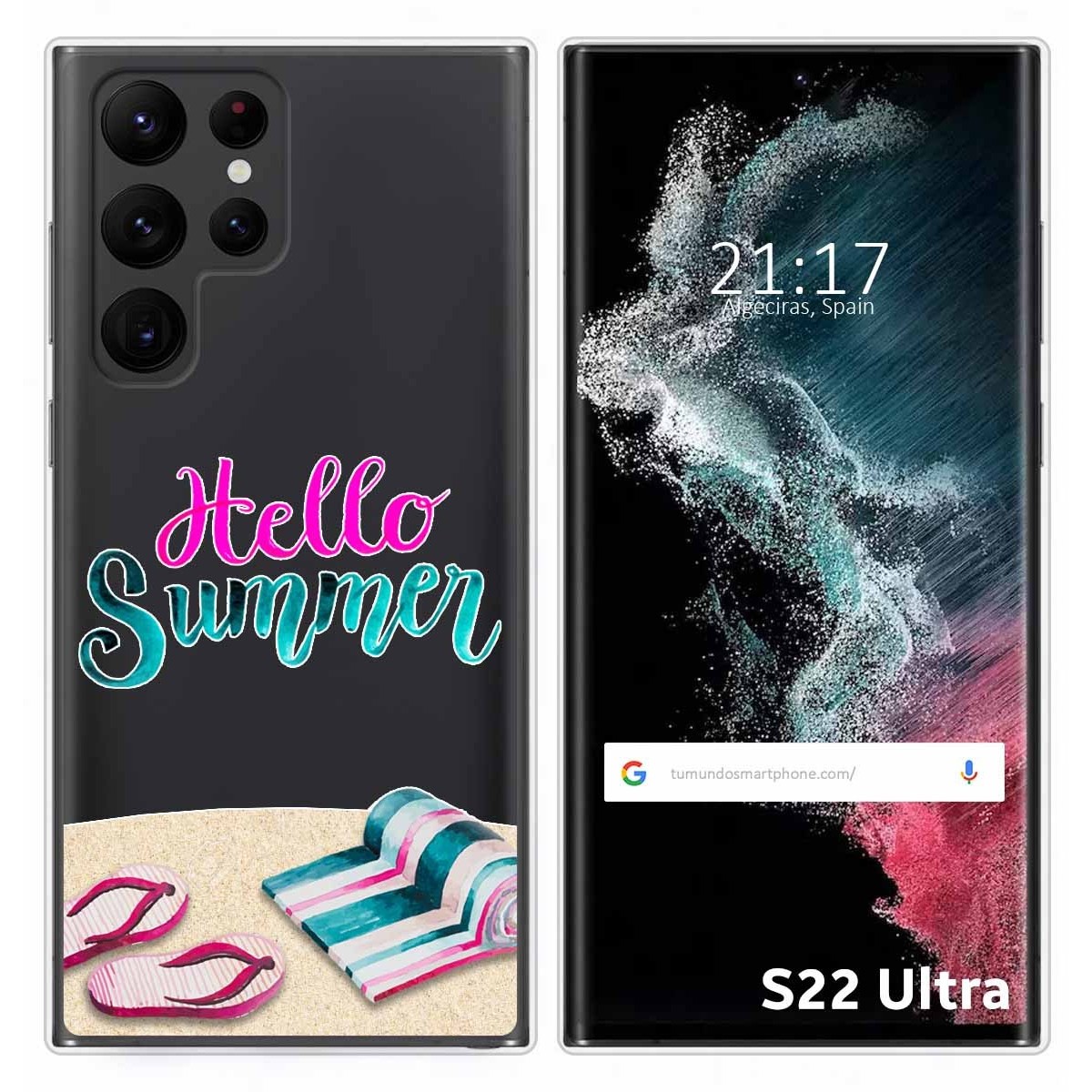 Funda Silicona Transparente para Samsung Galaxy S22 Ultra 5G diseño Summer Dibujos