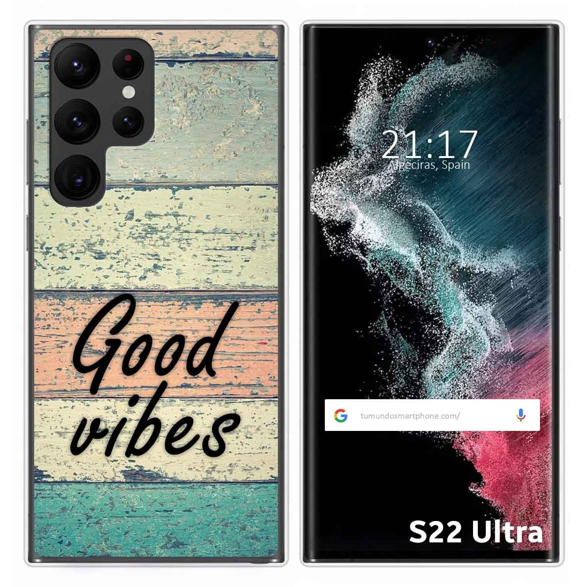 Funda Silicona para Samsung Galaxy S22 Ultra 5G diseño Madera 01 Dibujos