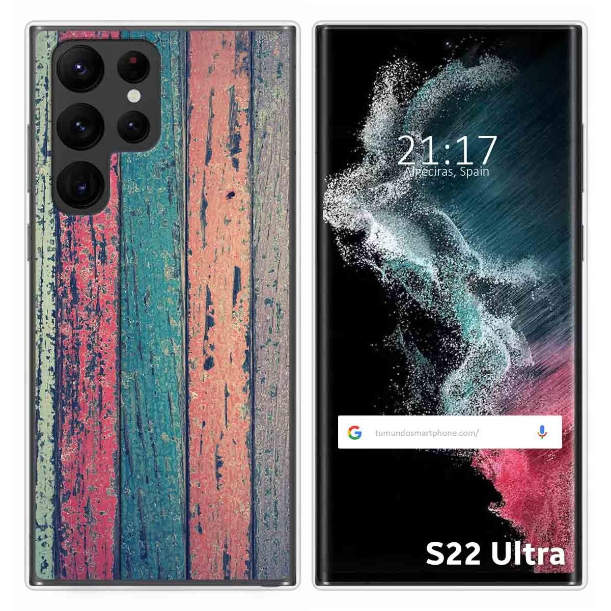 Funda Silicona para Samsung Galaxy S22 Ultra 5G diseño Madera 10 Dibujos