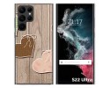 Funda Silicona para Samsung Galaxy S22 Ultra 5G diseño Corazones Madera Dibujos