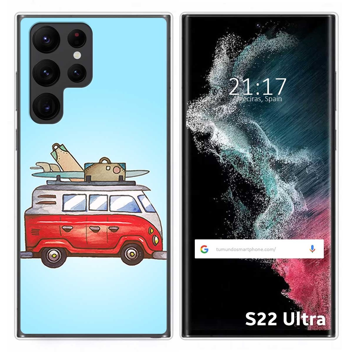Funda Silicona para Samsung Galaxy S22 Ultra 5G diseño Furgoneta Dibujos