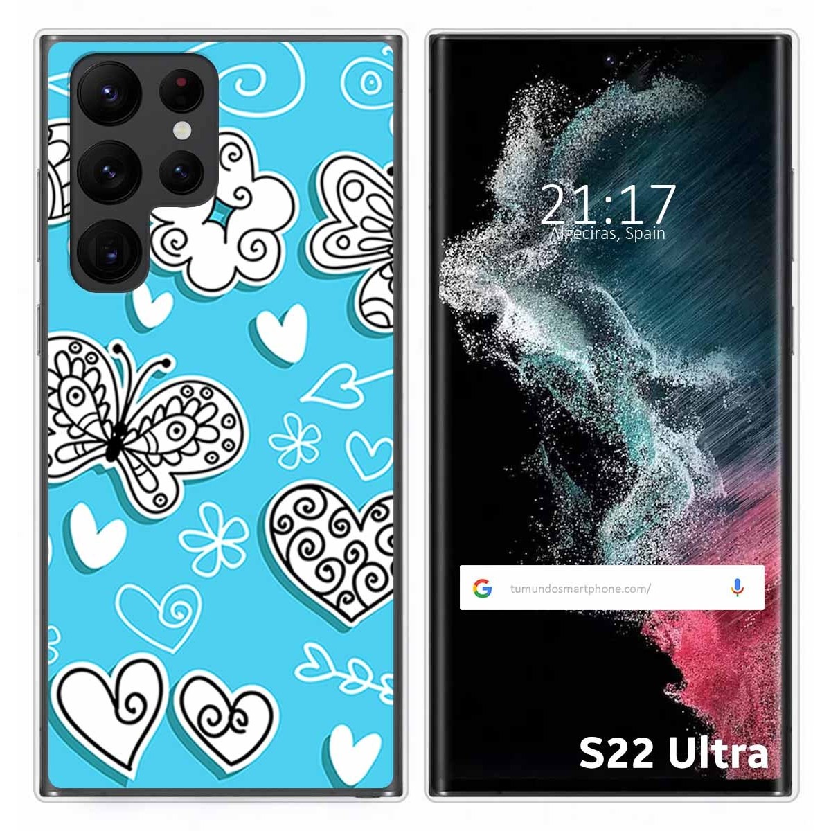 Funda Silicona para Samsung Galaxy S22 Ultra 5G diseño Mariposas Dibujos