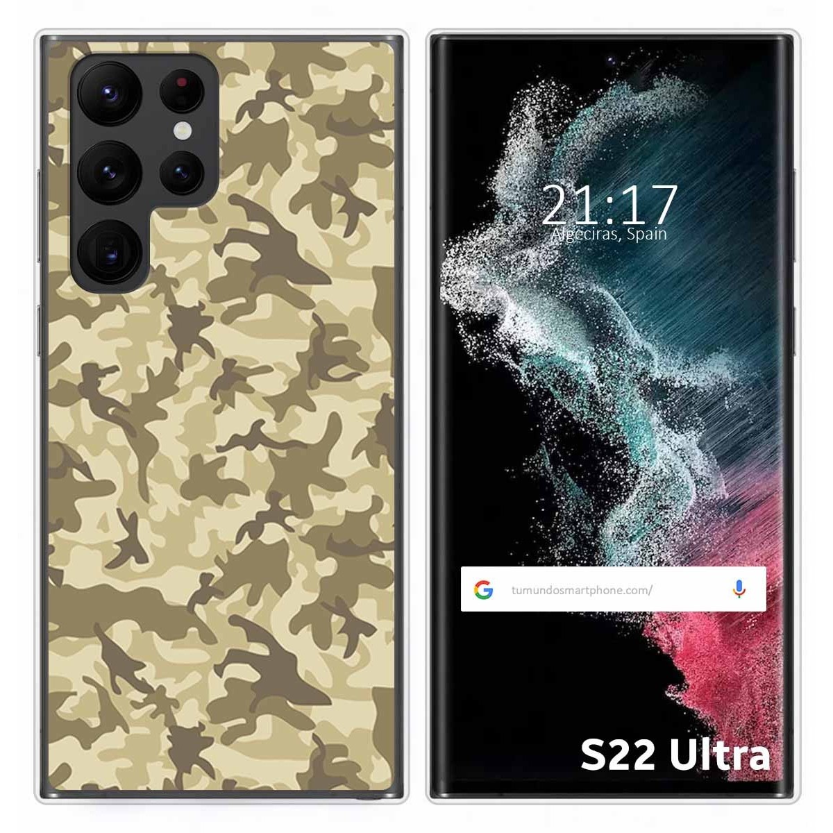 Funda Silicona para Samsung Galaxy S22 Ultra 5G diseño Sand Camuflaje Dibujos