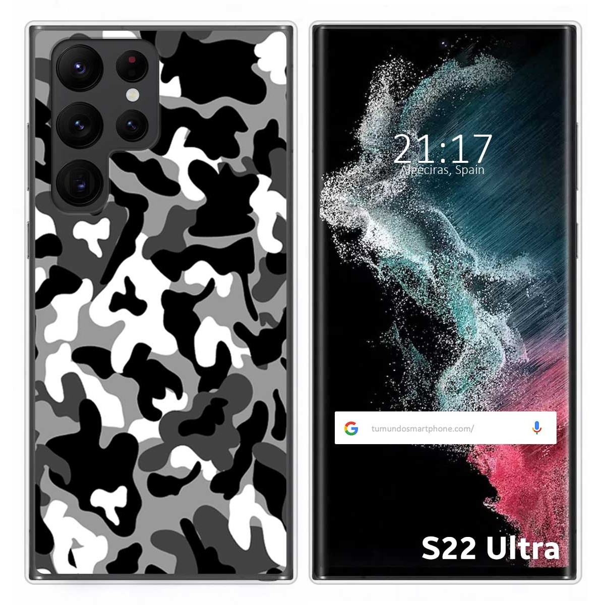 Funda Silicona para Samsung Galaxy S22 Ultra 5G diseño Snow Camuflaje Dibujos