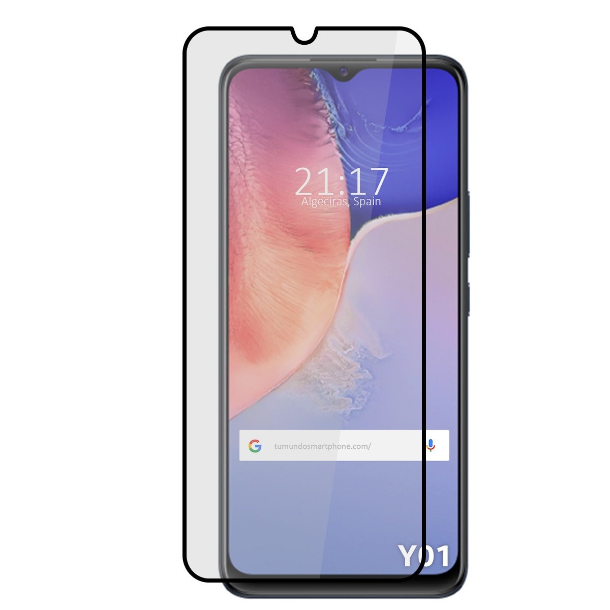 Protector Cristal Templado Completo 5D Full Glue Negro para Vivo Y01 Vidrio