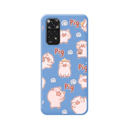 Funda Silicona Líquida Azul para Xiaomi Redmi Note 11 / 11s diseño Cerdos Dibujos