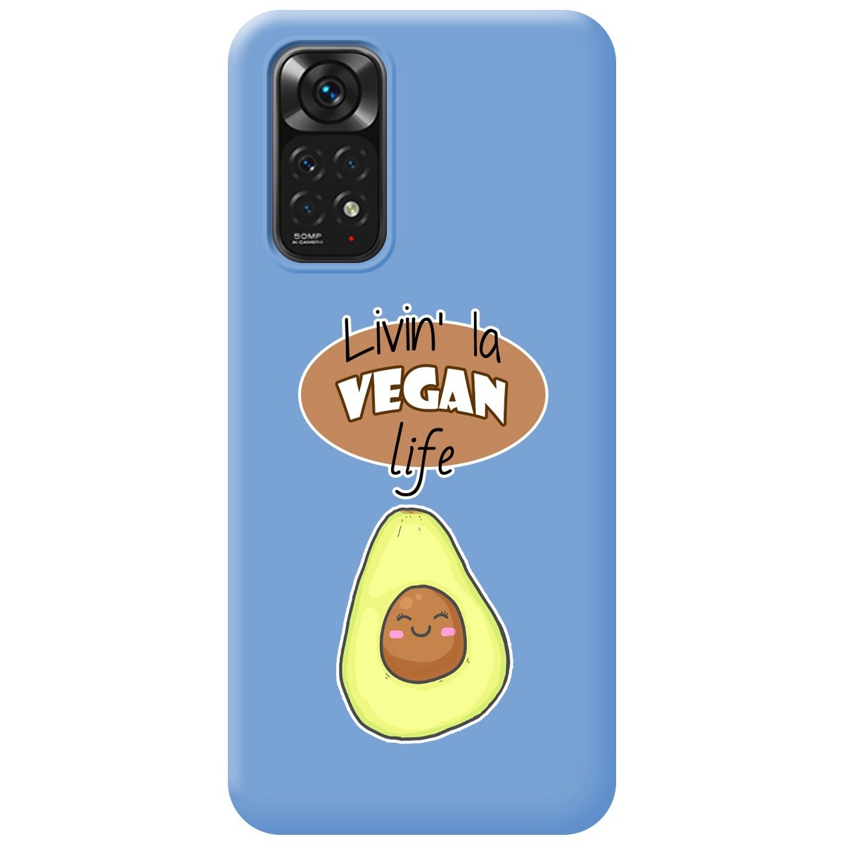 Funda Silicona Líquida Azul para Xiaomi Redmi Note 11 / 11s diseño Vegan Life Dibujos
