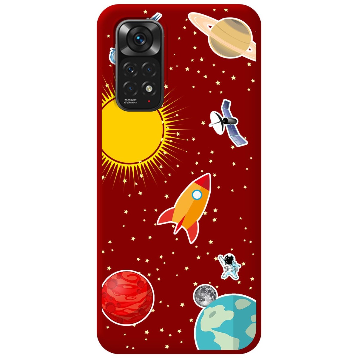 Funda Silicona Líquida Roja para Xiaomi Redmi Note 11 / 11s diseño Espacio Dibujos