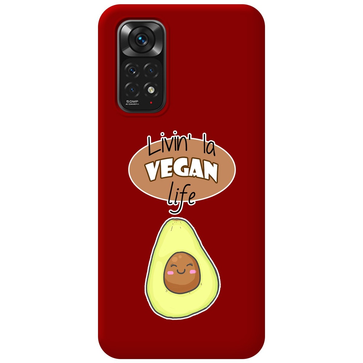 Funda Silicona Líquida Roja para Xiaomi Redmi Note 11 / 11s diseño Vegan Life Dibujos