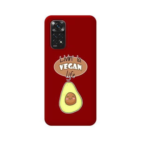 Funda Silicona Líquida Roja para Xiaomi Redmi Note 11 / 11s diseño Vegan Life Dibujos