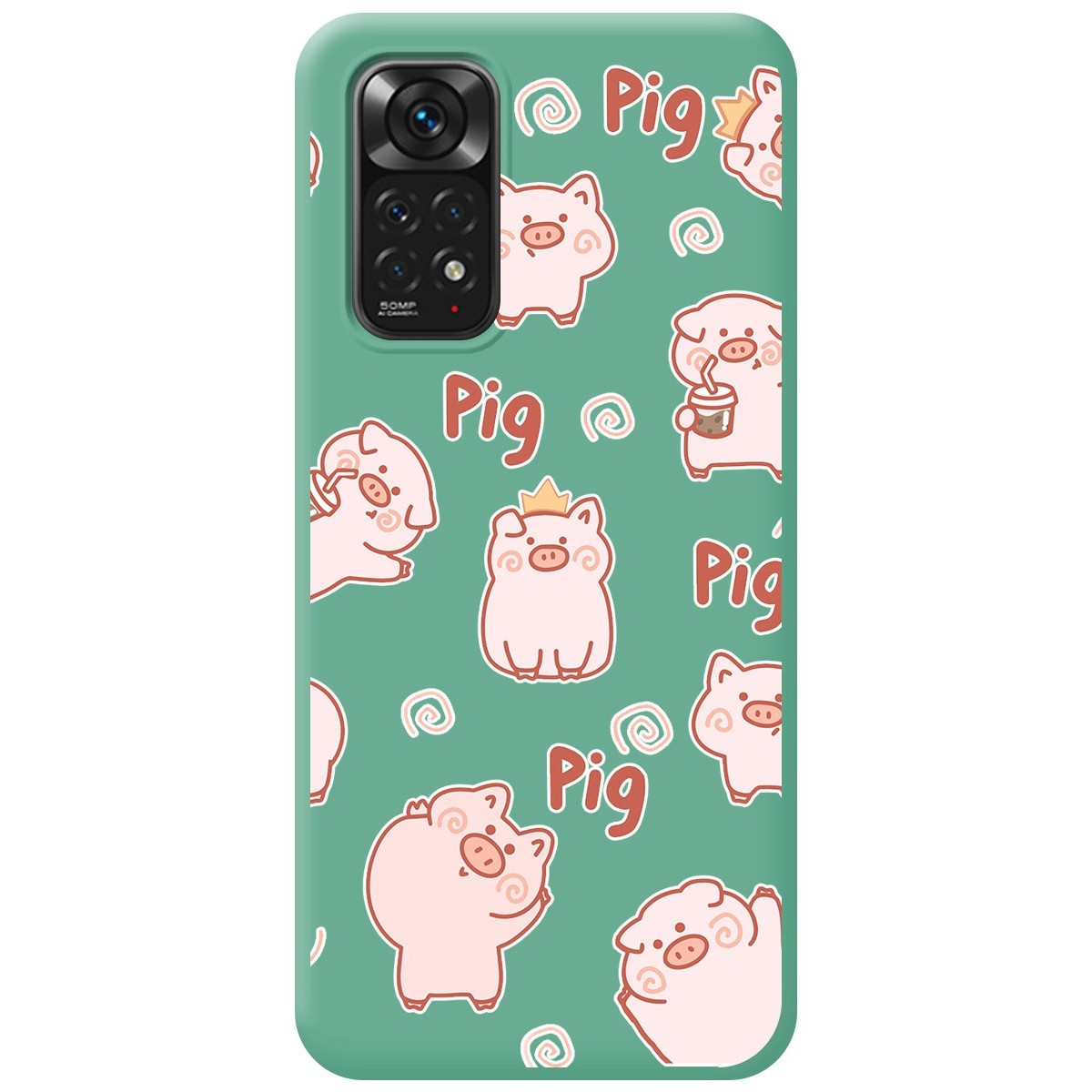 Funda Silicona Líquida Verde para Xiaomi Redmi Note 11 / 11s diseño Cerdos Dibujos