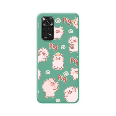 Funda Silicona Líquida Verde para Xiaomi Redmi Note 11 / 11s diseño Cerdos Dibujos