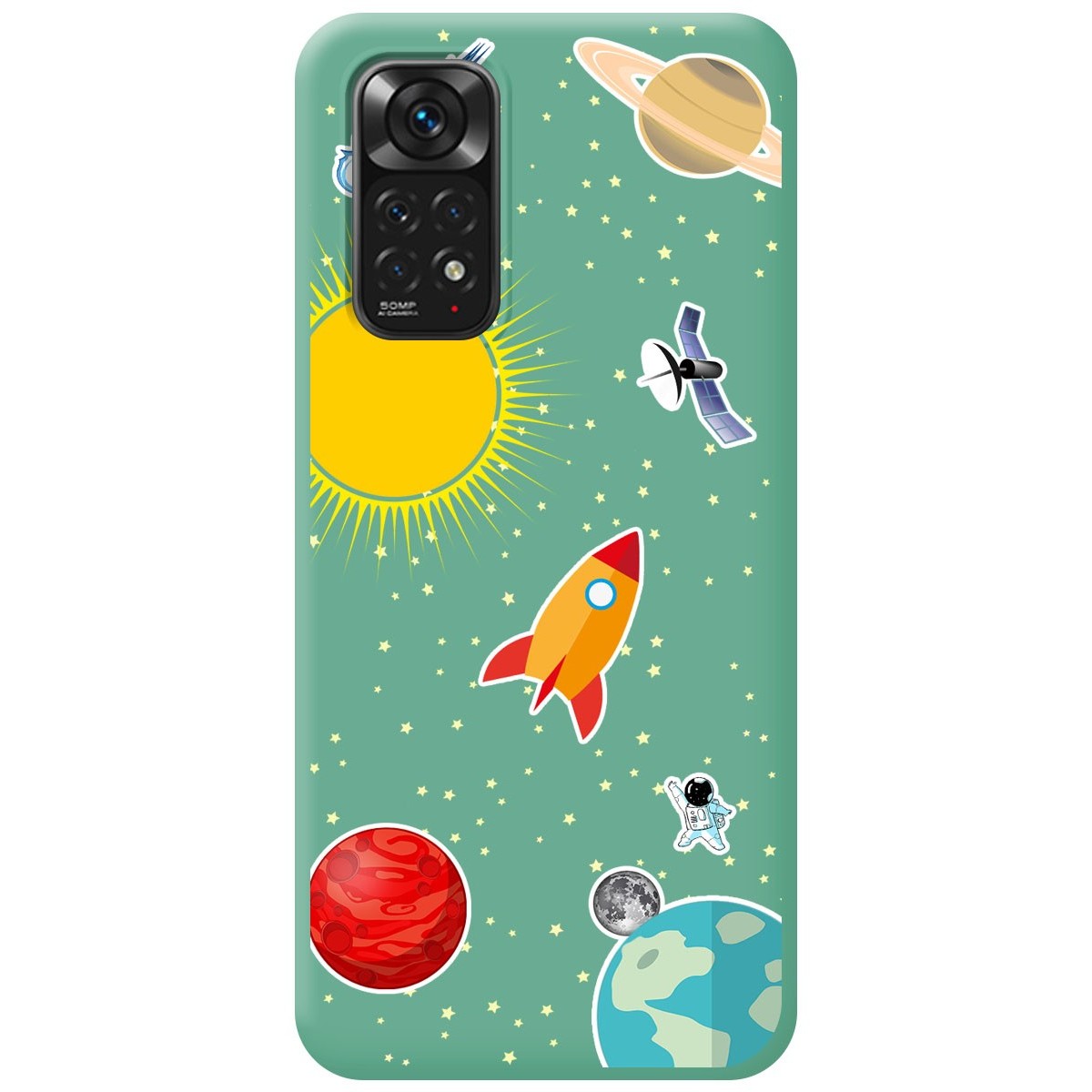Funda Silicona Líquida Verde para Xiaomi Redmi Note 11 / 11s diseño Espacio Dibujos