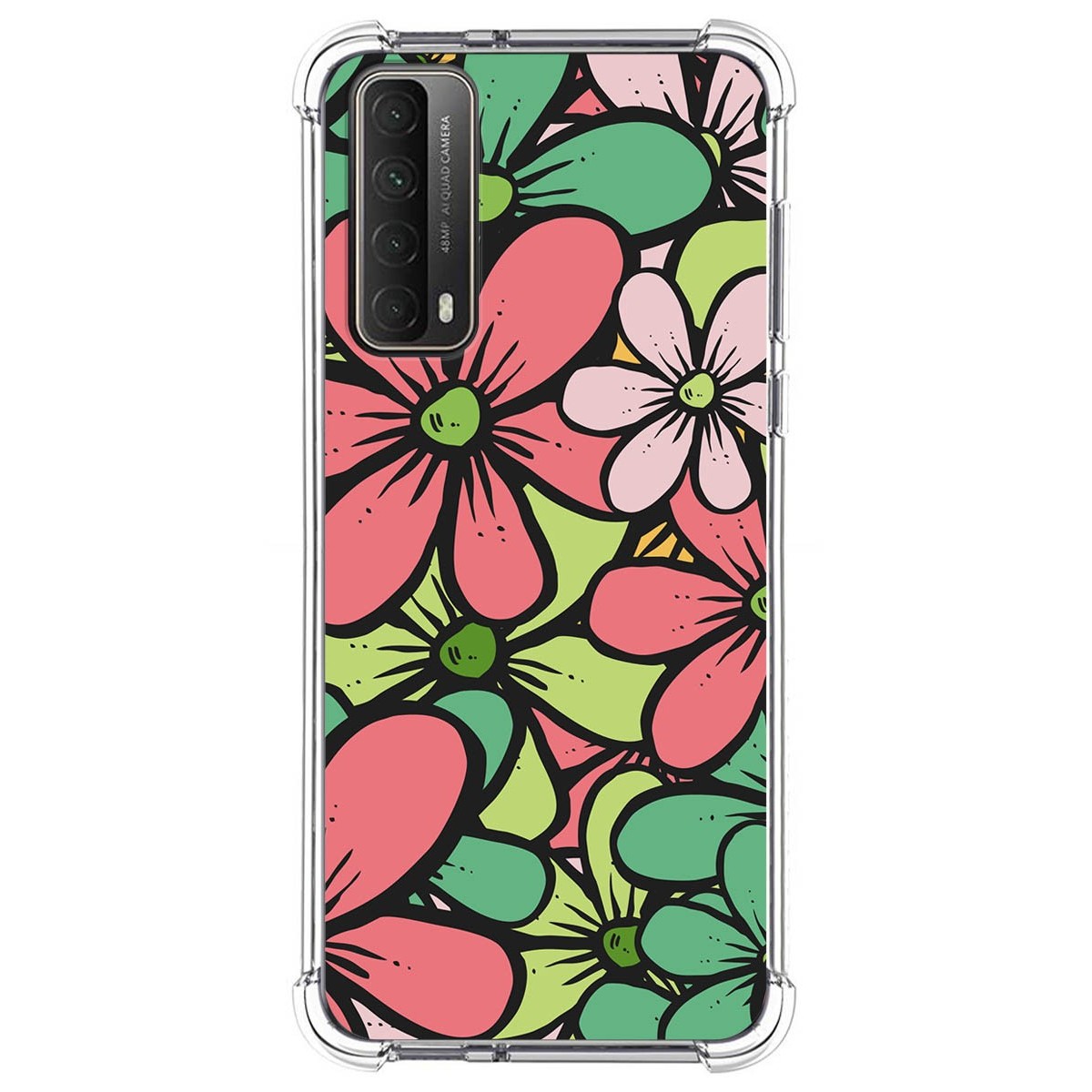 Funda Silicona Antigolpes para Huawei P Smart 2021 diseño Flores 02 Dibujos
